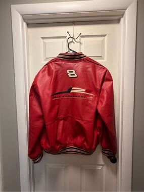 Dale Earnhardt Jr. Reversible red and black Leather Bomber Jacket